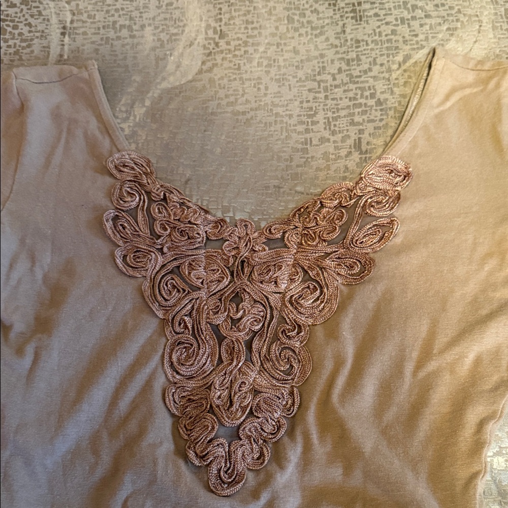 Elegant Lace Detail Bodysuit - Tan
